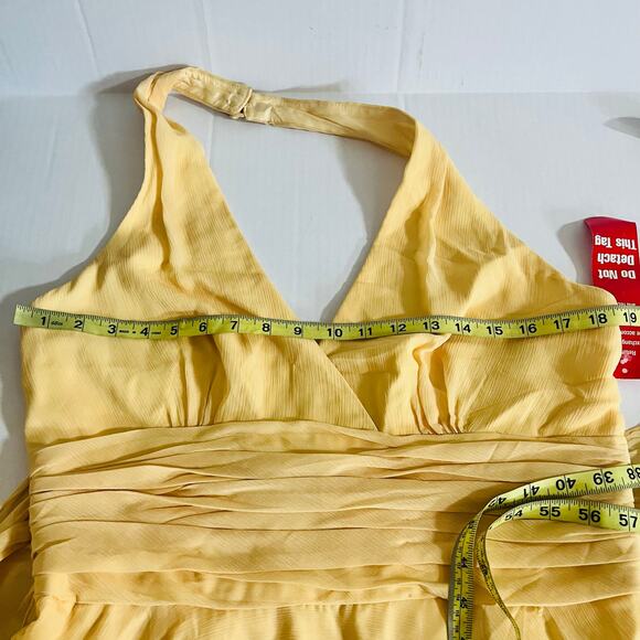 Maggy London Halter Neck Dress Size 16 NWT Yellow - Picture 5 of 7